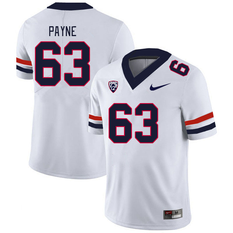 Men #63 Elijha Payne Arizona Wildcats College Football Jerseys Stitched Sale-White - Click Image to Close